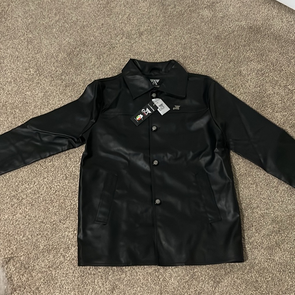 Armani Collezioni- Leather coat - LARGE- labeled XL
